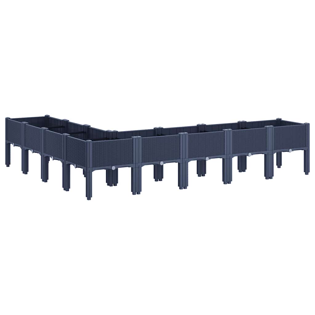 Ζαρντινιέρα Κήπου με Πόδια Μπλε Γκρι 200x160x42 εκ. Πολυπροπυλένιο