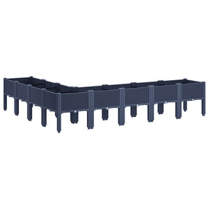 Ζαρντινιέρα Κήπου με Πόδια Μπλε Γκρι 200x160x42 εκ. Πολυπροπυλένιο