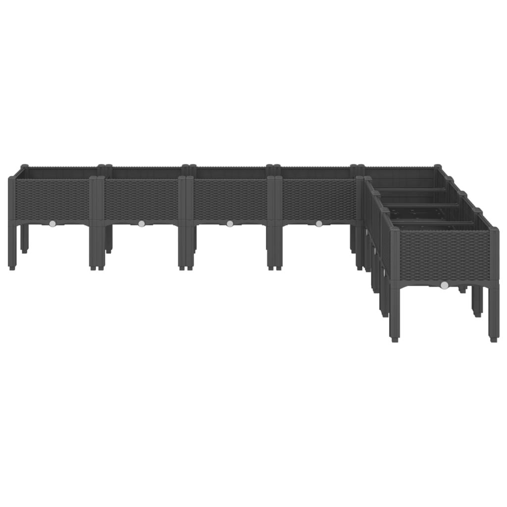 Ζαρντινιέρα Κήπου με Πόδια Μαύρη 200x160x42 εκ. Πολυπροπυλένιο