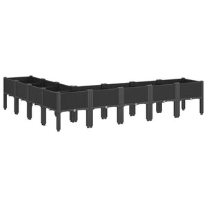 Ζαρντινιέρα Κήπου με Πόδια Μαύρη 200x160x42 εκ. Πολυπροπυλένιο