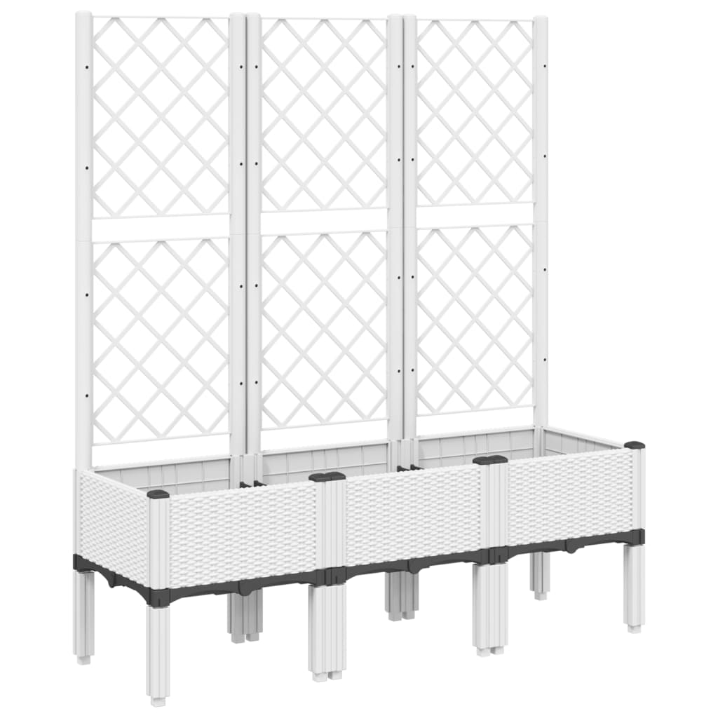 Ζαρντινιέρα Κήπου με Καφασωτό Λευκή 120x40x142 εκ. Πολυπροπ.