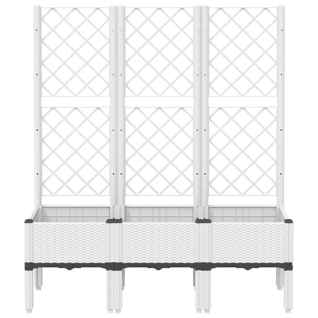 Ζαρντινιέρα Κήπου με Καφασωτό Λευκή 120x40x142 εκ. Πολυπροπ.