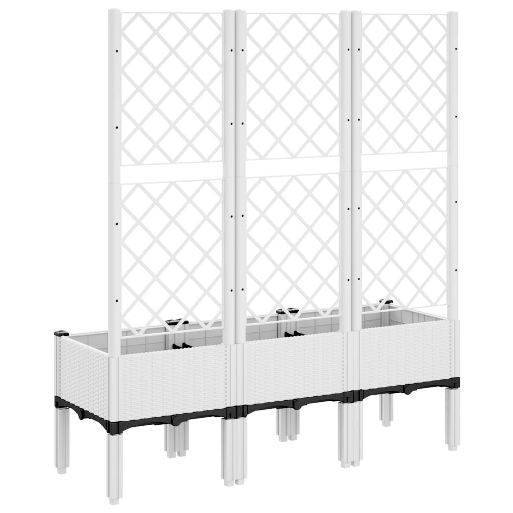 Ζαρντινιέρα Κήπου με Καφασωτό Λευκή 120x40x142 εκ. Πολυπροπ.