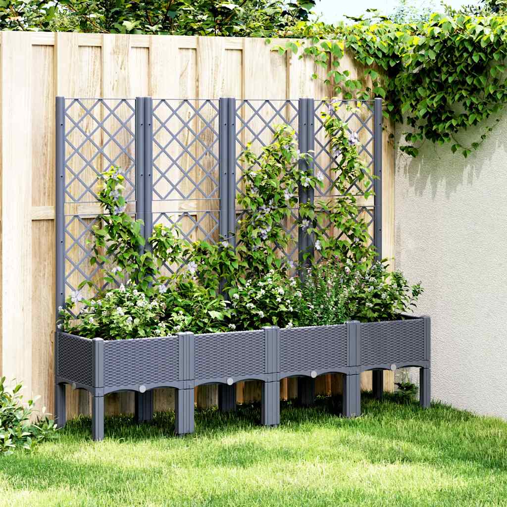 Ζαρντινιέρα Κήπου με Καφασωτό Μπλε Γκρι 160x40x142 εκ. από PP