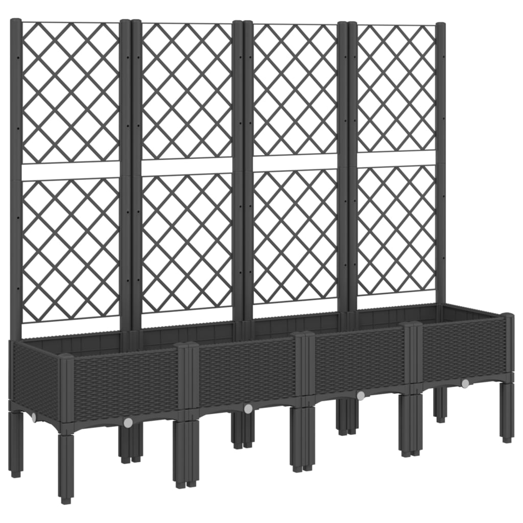Ζαρντινιέρα Κήπου με Καφασωτό Μαύρο 160 x 40 x 142 εκ. από PP
