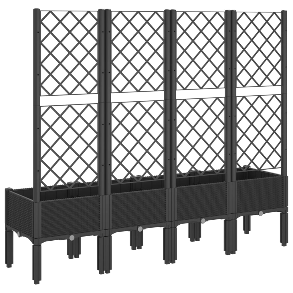 Ζαρντινιέρα Κήπου με Καφασωτό Μαύρο 160 x 40 x 142 εκ. από PP