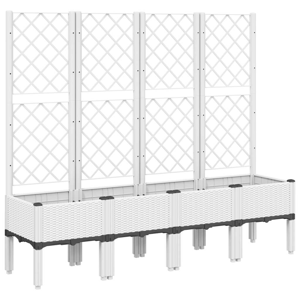 Ζαρντινιέρα Κήπου με Καφασωτό Λευκή 160x40x142 εκ. Πολυπροπ. - Pakobazaar