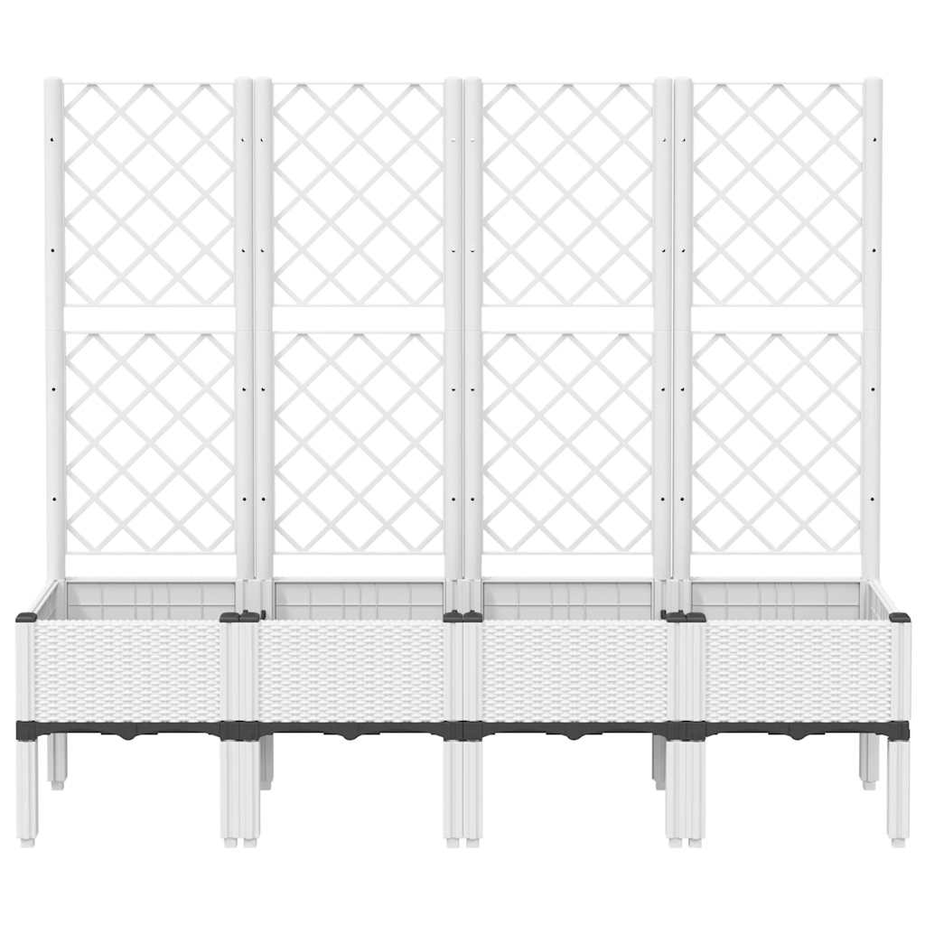 Ζαρντινιέρα Κήπου με Καφασωτό Λευκή 160x40x142 εκ. Πολυπροπ. - Pakobazaar