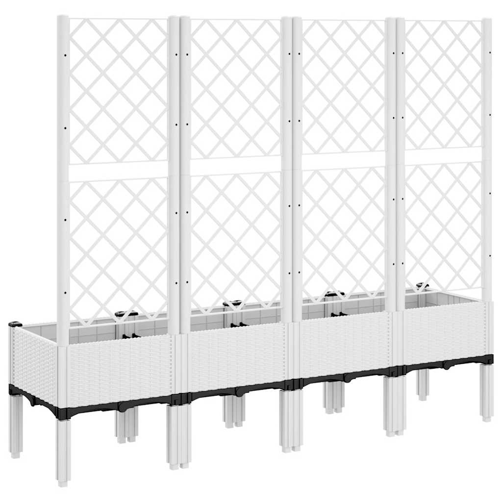 Ζαρντινιέρα Κήπου με Καφασωτό Λευκή 160x40x142 εκ. Πολυπροπ. - Pakobazaar