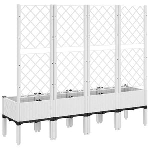 Ζαρντινιέρα Κήπου με Καφασωτό Λευκή 160x40x142 εκ. Πολυπροπ. - Pakobazaar