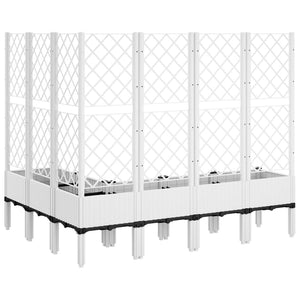 Ζαρντινιέρα Κήπου με Καφασωτό Λευκή 160x160x142 εκ. Πολυπροπ.