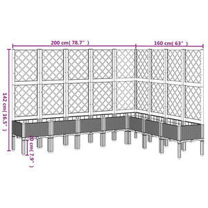 Ζαρντινιέρα Κήπου με Καφασωτό Ανοιχτό Γκρι 200x160x142 εκ. PP