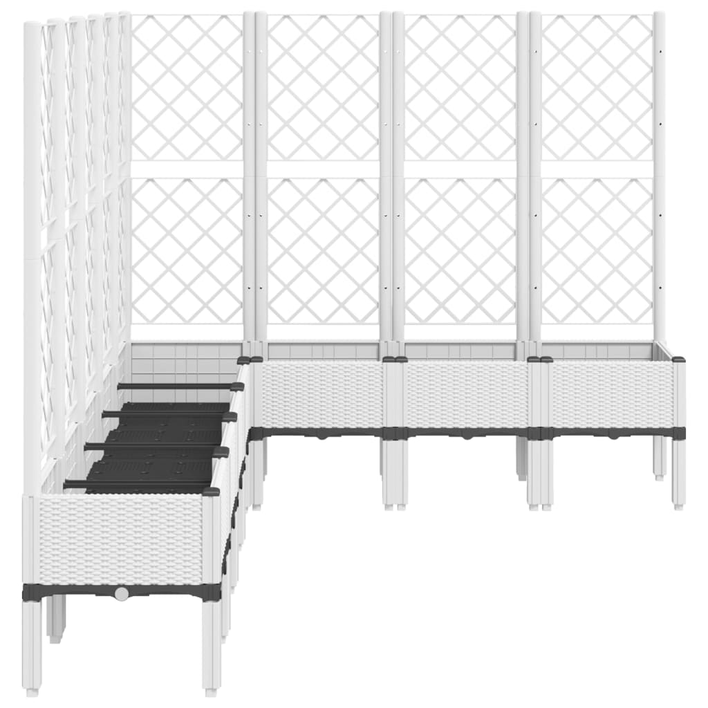 Ζαρντινιέρα Κήπου με Καφασωτό Λευκή 200x160x142 εκ. Πολυπροπ.