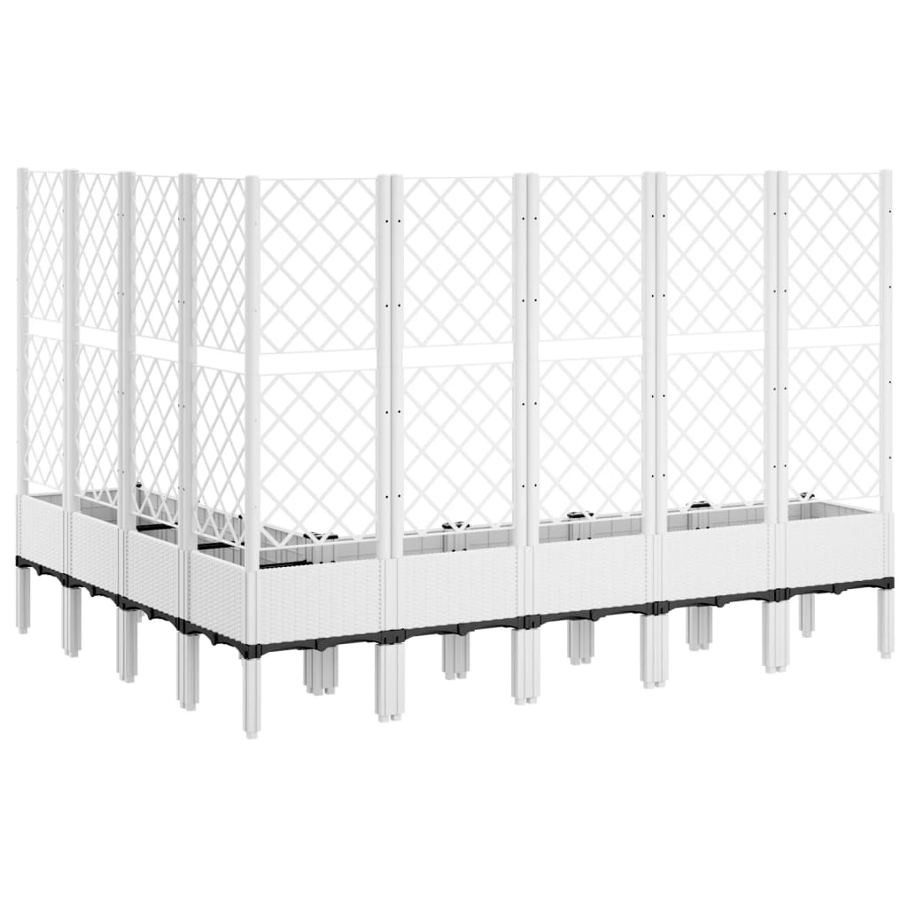 Ζαρντινιέρα Κήπου με Καφασωτό Λευκή 200x160x142 εκ. Πολυπροπ.