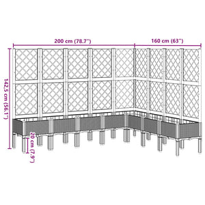 Ζαρντινιέρα Κήπου με Καφασωτό Καφέ 200 x 160 x 142 εκ. από PP