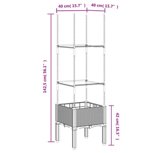 Ζαρντινιέρα Κήπου με Καφασωτό Μαύρο 40 x 40 x 142,5 εκ. από PP