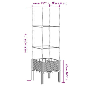 Ζαρντινιέρα Κήπου με Καφασωτό Λευκή 40x40x142,5 εκ. από PP