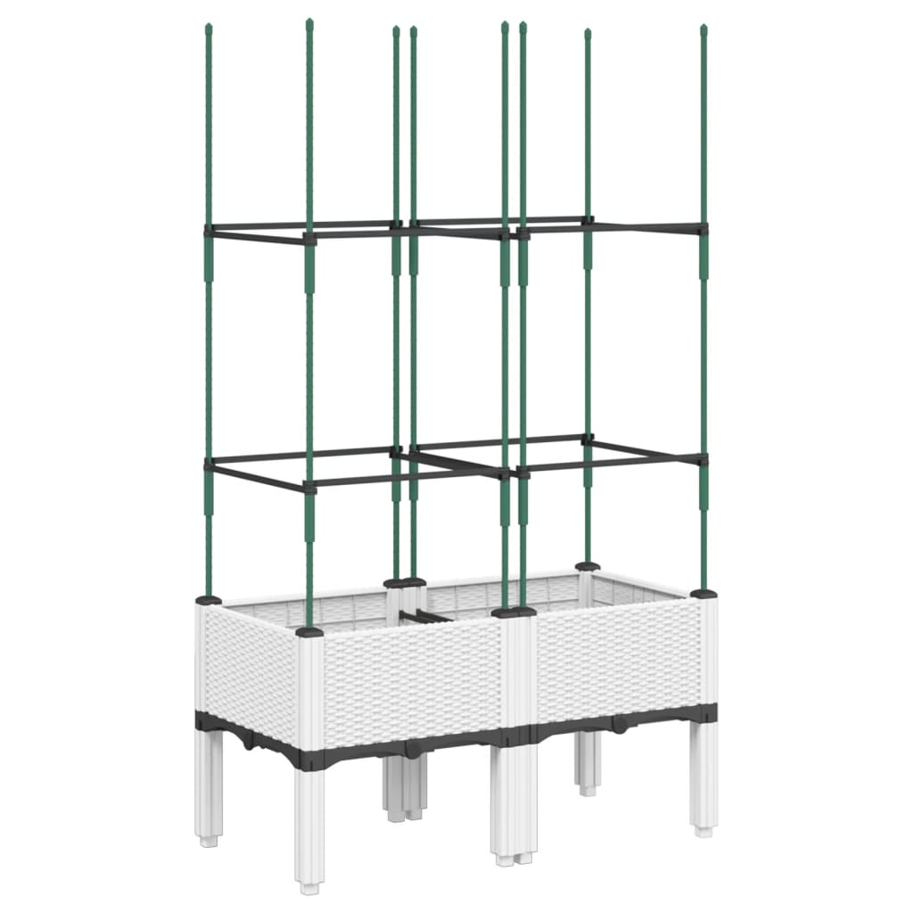 Ζαρντινιέρα Κήπου με Καφασωτό Λευκή 80x40x142,5 εκ. από PP