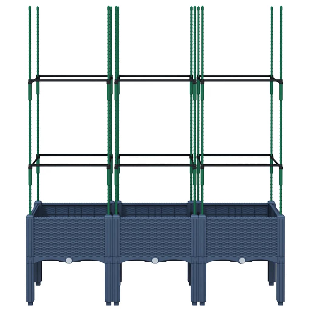 Ζαρντινιέρα Κήπου με Καφασωτό Μπλε Γκρι 120x40x142,5 εκ. από PP