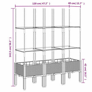 Ζαρντινιέρα Κήπου με Καφασωτό Μπλε Γκρι 120x40x142,5 εκ. από PP