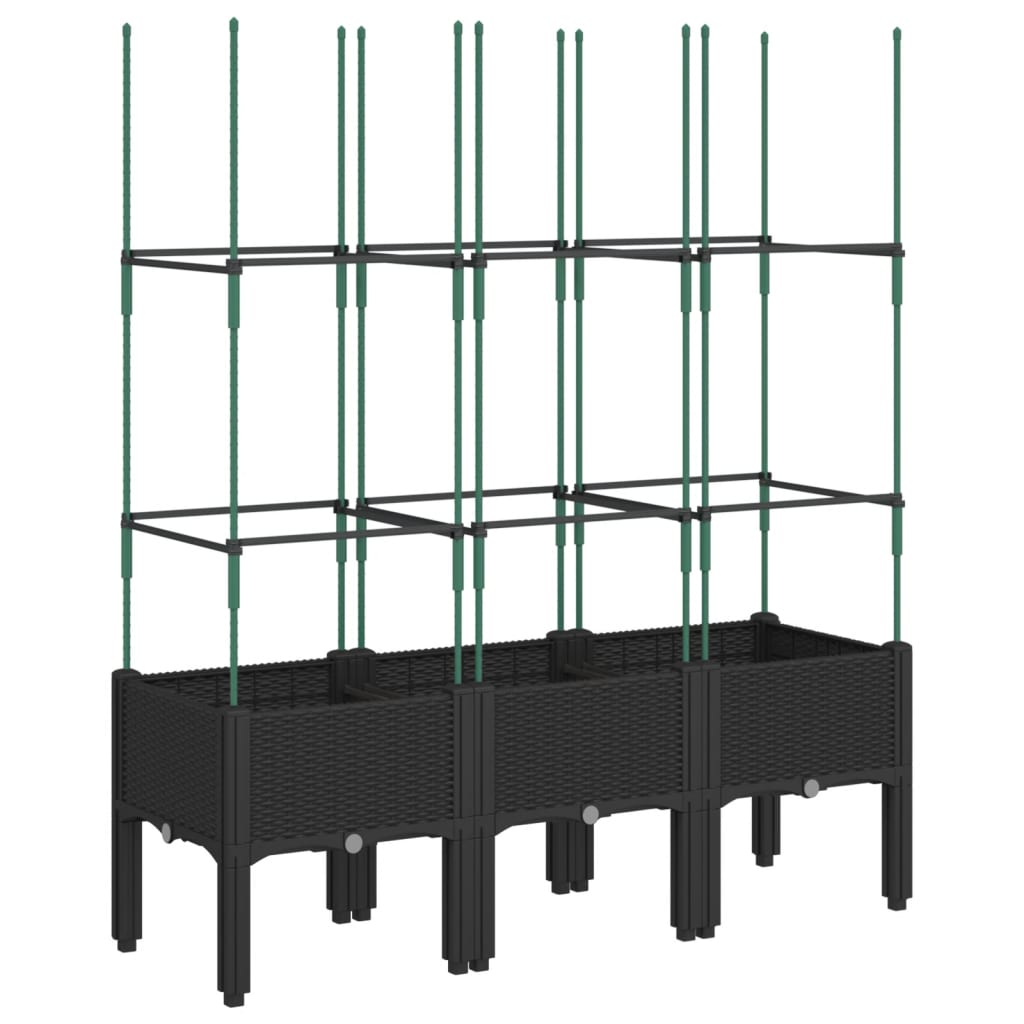 Ζαρντινιέρα Κήπου με Καφασωτό Μαύρο 120 x 40 x 142,5 εκ. από PP