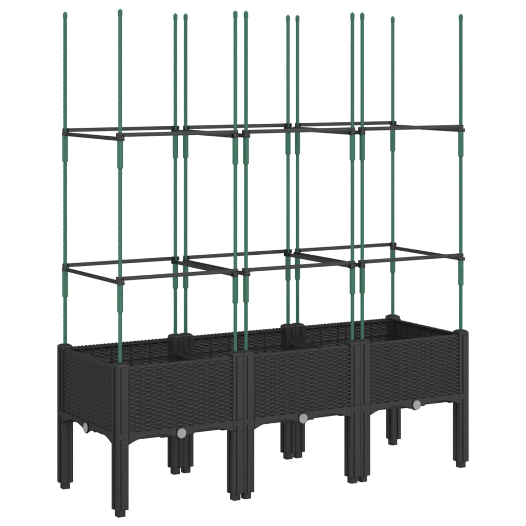 Ζαρντινιέρα Κήπου με Καφασωτό Μαύρο 120 x 40 x 142,5 εκ. από PP