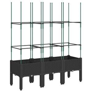 Ζαρντινιέρα Κήπου με Καφασωτό Μαύρο 120 x 40 x 142,5 εκ. από PP