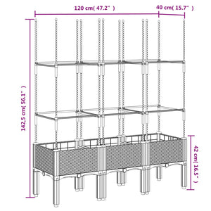 Ζαρντινιέρα Κήπου με Καφασωτό Μαύρο 120 x 40 x 142,5 εκ. από PP