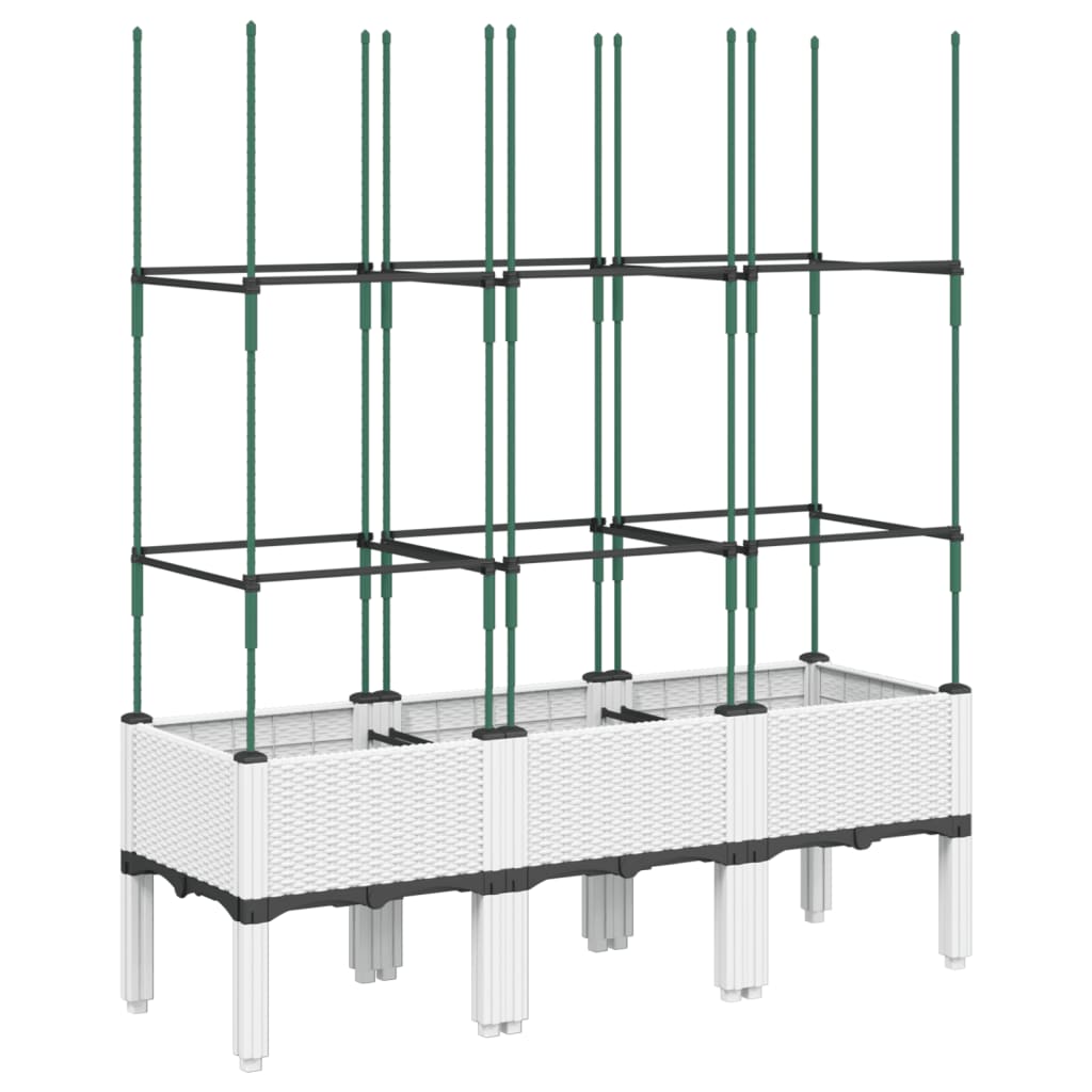 Ζαρντινιέρα Κήπου με Καφασωτό Λευκή 120x40x142,5 εκ. από PP
