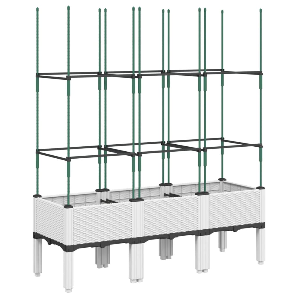 Ζαρντινιέρα Κήπου με Καφασωτό Λευκή 120x40x142,5 εκ. από PP