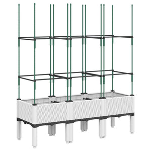 Ζαρντινιέρα Κήπου με Καφασωτό Λευκή 120x40x142,5 εκ. από PP
