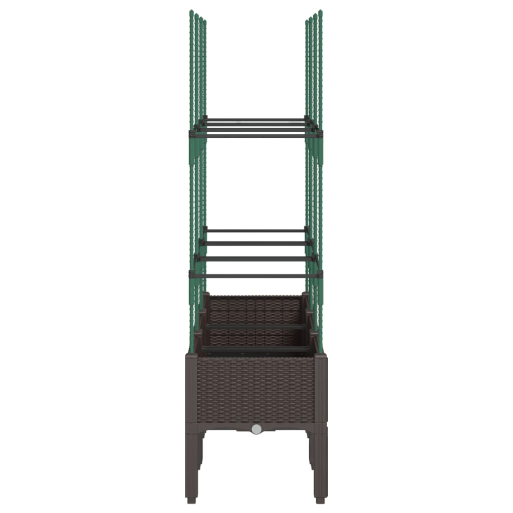 Ζαρντινιέρα Κήπου με Καφασωτό Καφέ 120 x 40 x 142,5 εκ. από PP