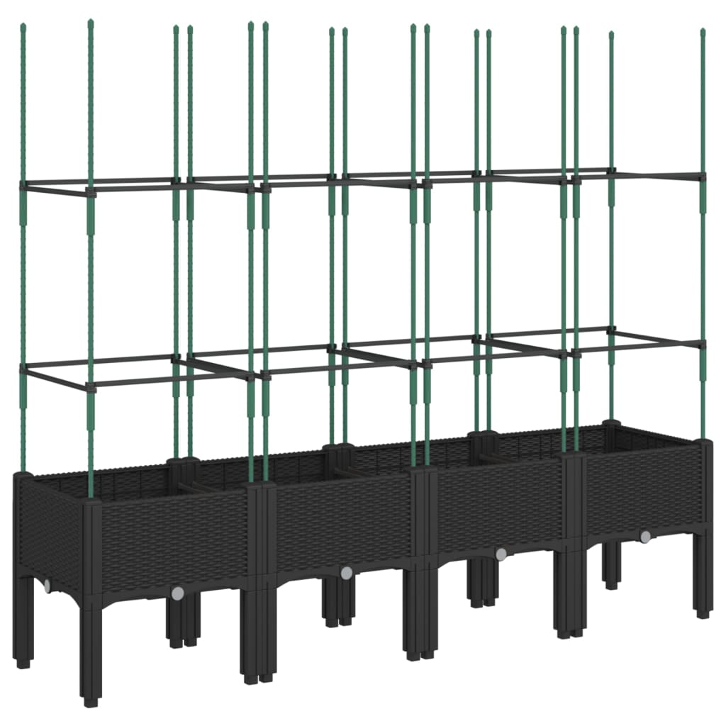 Ζαρντινιέρα Κήπου με Καφασωτό Μαύρο 160 x 40 x 142,5 εκ. από PP