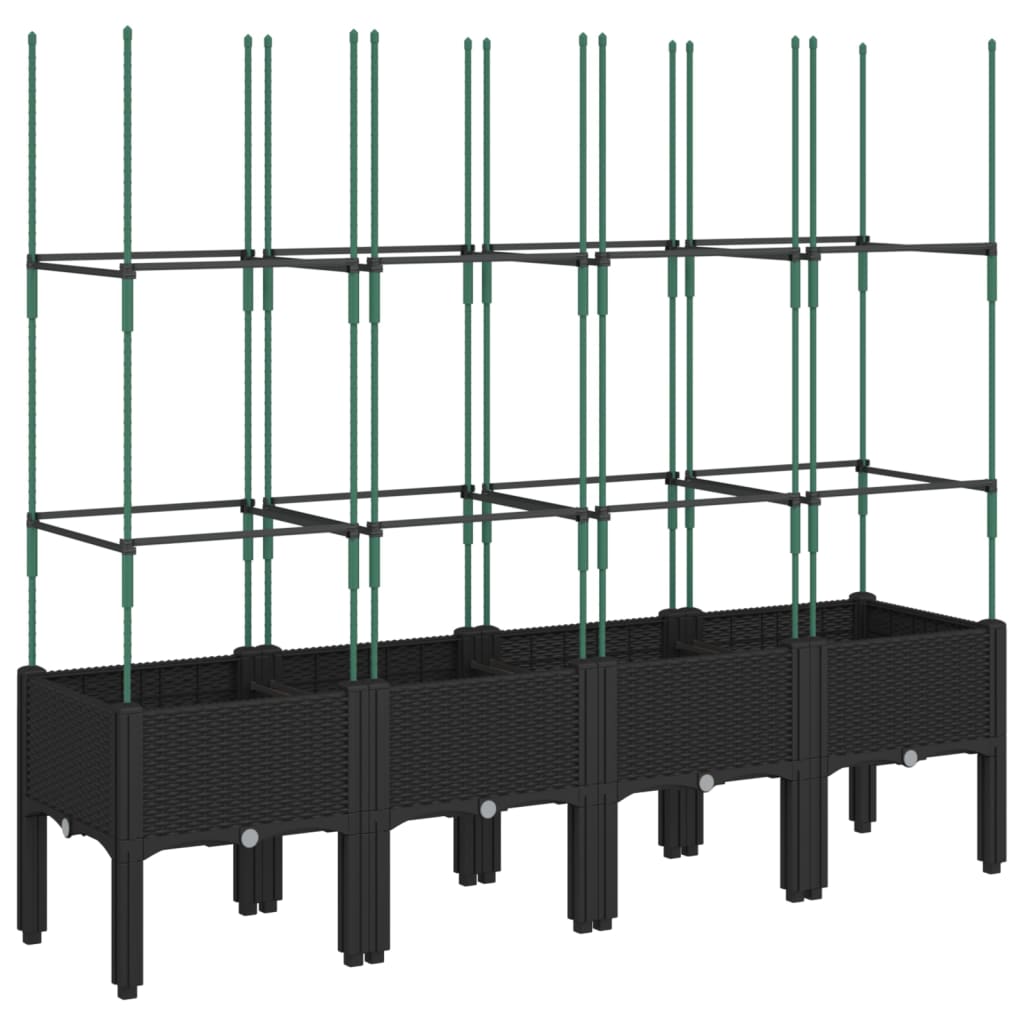 Ζαρντινιέρα Κήπου με Καφασωτό Μαύρο 160 x 40 x 142,5 εκ. από PP