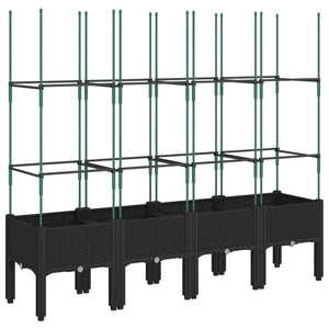 Ζαρντινιέρα Κήπου με Καφασωτό Μαύρο 160 x 40 x 142,5 εκ. από PP