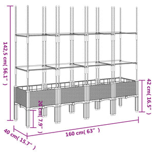 Ζαρντινιέρα Κήπου με Καφασωτό Μαύρο 160 x 40 x 142,5 εκ. από PP