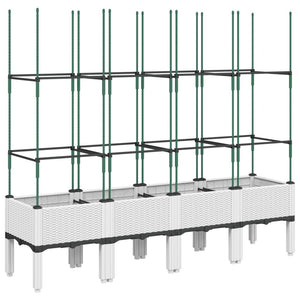 Ζαρντινιέρα Κήπου με Καφασωτό Λευκή 160x40x142,5 εκ. από PP