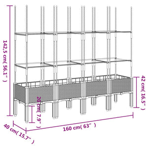Ζαρντινιέρα Κήπου με Καφασωτό Λευκή 160x40x142,5 εκ. από PP