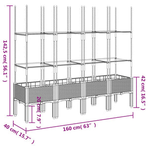 Ζαρντινιέρα Κήπου με Καφασωτό Καφέ 160 x 40 x 142,5 εκ. από PP