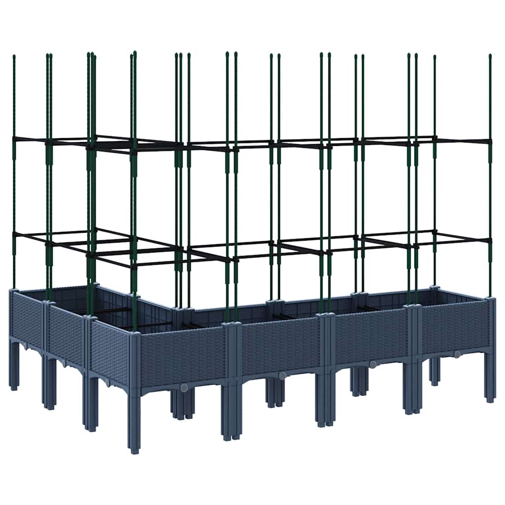 Ζαρντινιέρα Κήπου με Καφασωτό Μπλε Γκρι 160x120x142,5 εκ. από PP