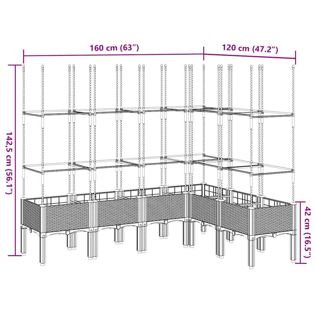 Ζαρντινιέρα Κήπου με Καφασωτό Μπλε Γκρι 160x120x142,5 εκ. από PP