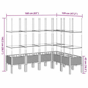 Ζαρντινιέρα Κήπου με Καφασωτό Λευκή 160x120x142,5 εκ. από PP