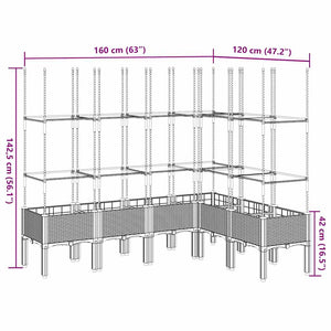 Ζαρντινιέρα Κήπου με Καφασωτό Καφέ 160 x 120 x 142,5 εκ. από PP