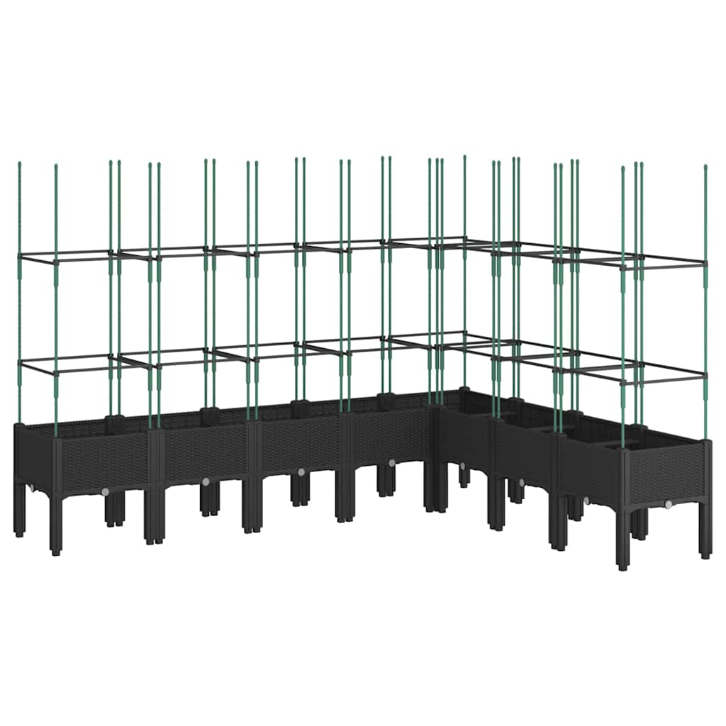 Ζαρντινιέρα Κήπου με Καφασωτό Μαύρη 200 x 160 x 142,5εκ. από PP - Pakobazaar