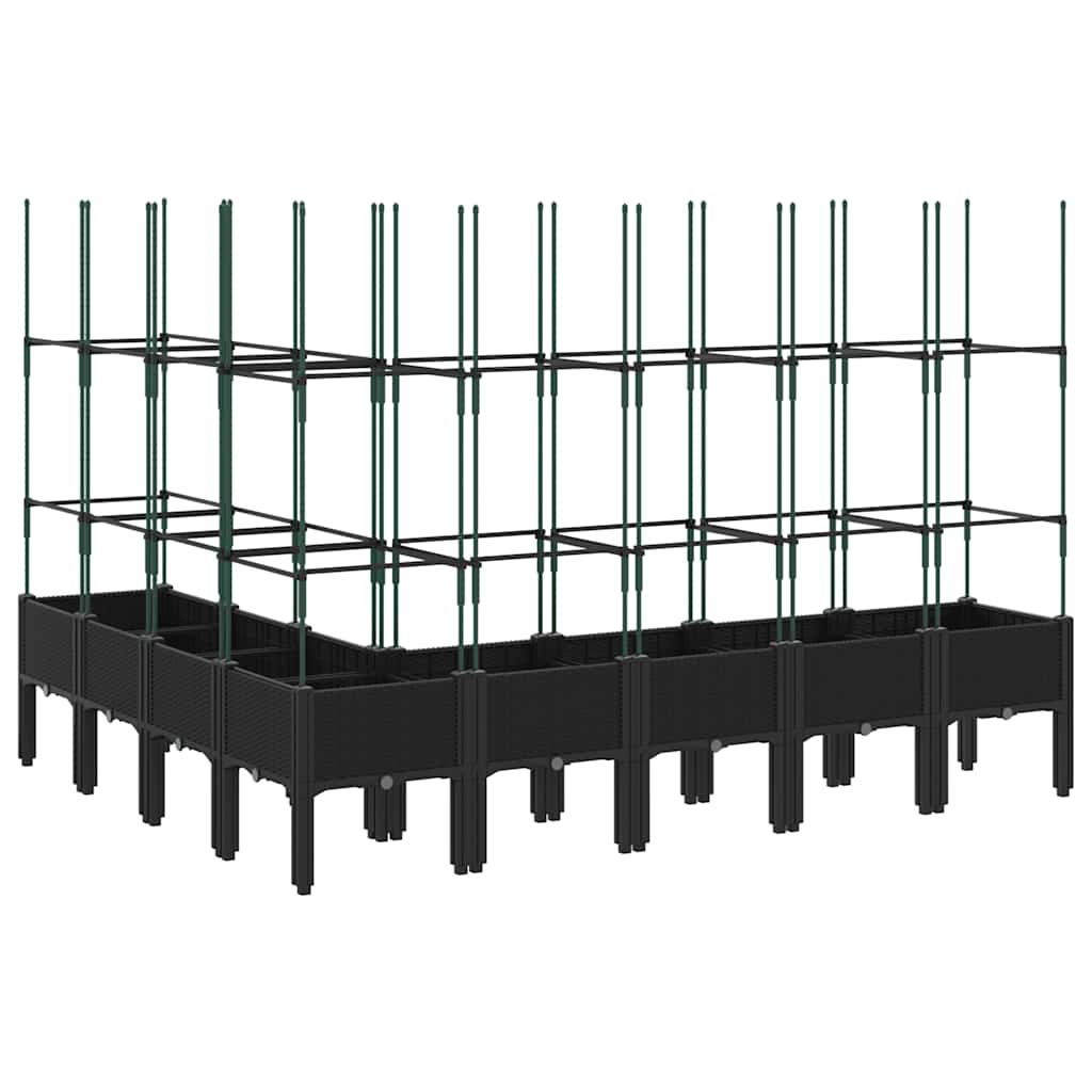 Ζαρντινιέρα Κήπου με Καφασωτό Μαύρη 200 x 160 x 142,5εκ. από PP - Pakobazaar