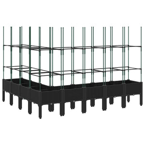 Ζαρντινιέρα Κήπου με Καφασωτό Μαύρη 200 x 160 x 142,5εκ. από PP - Pakobazaar