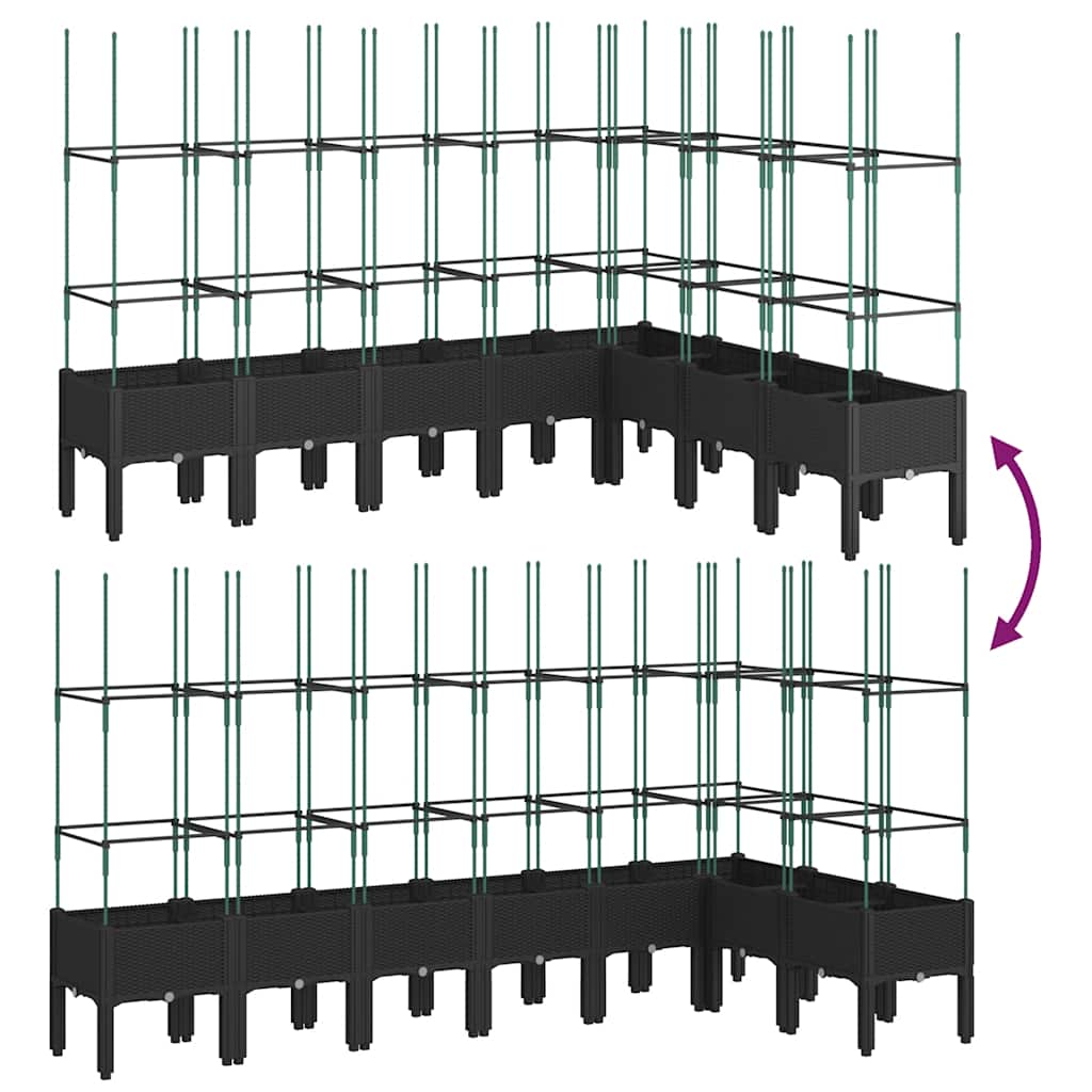 Ζαρντινιέρα Κήπου με Καφασωτό Μαύρη 200 x 160 x 142,5εκ. από PP - Pakobazaar