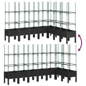 Ζαρντινιέρα Κήπου με Καφασωτό Μαύρη 200 x 160 x 142,5εκ. από PP - Pakobazaar