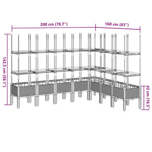 Ζαρντινιέρα Κήπου με Καφασωτό Λευκή 200x160x142,5 εκ. από PP