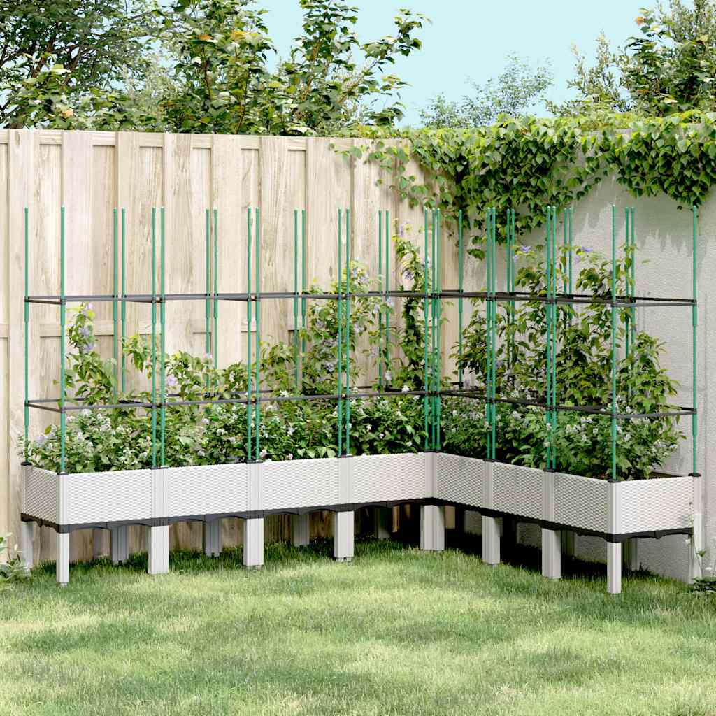 Ζαρντινιέρα Κήπου με Καφασωτό Λευκή 200x160x142,5 εκ. από PP